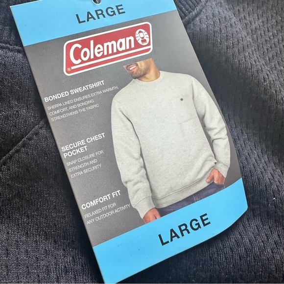 Coleman Mens Large Bonded Pullover Work Sweatshirt Pocket Comfort Fit Fleece NEW - Picture 2 of 12